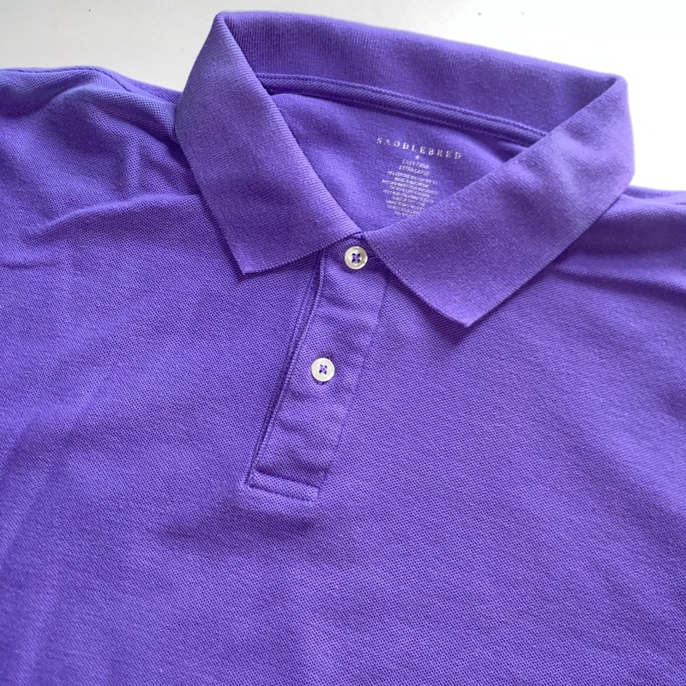 Saddlebred Mens XL Purple Easy Care Pique Short Sleeve Polo Shirt Collared XL